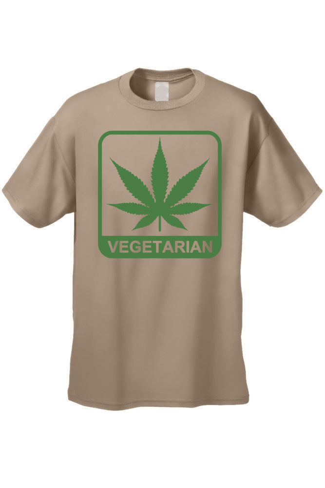 MEN'S FUNNY TSHIRT Vegetarian MARIJUANA WEED POT SMOKING LEAF GRASS