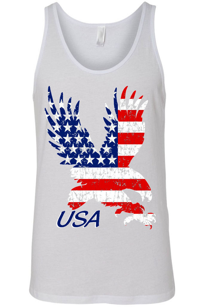 Men's Tank Top USA Flag American Bald Eagle Stars & Stripes Old Glory