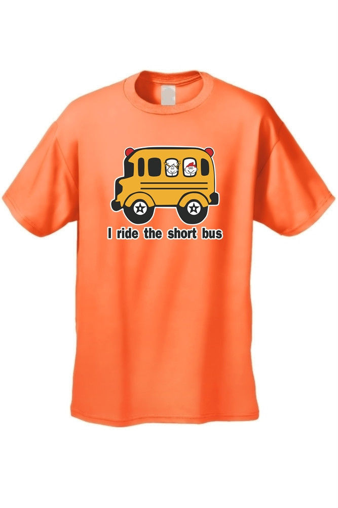 MEN'S FUNNY TSHIRT I Ride the Short Bus YELLOW SCHOOL BUS COMIC COOL KIDS S5X eBay