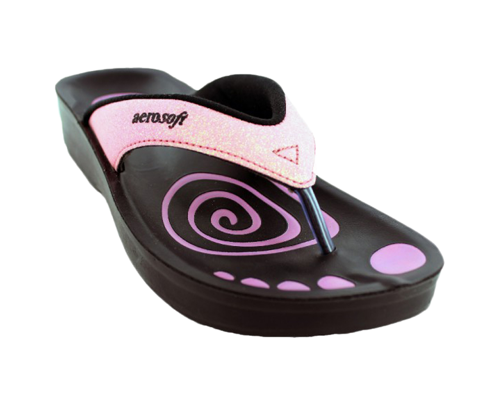 Womens Aerosoft GLITERATTI Flip-Flop Aerothotic Sandals - Pink Sparkle | eBay