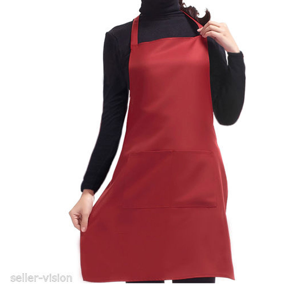 New Women Solid Cooking Kitchen Restaurant Bib Apron Dress with Pocket Gift HYE eBay