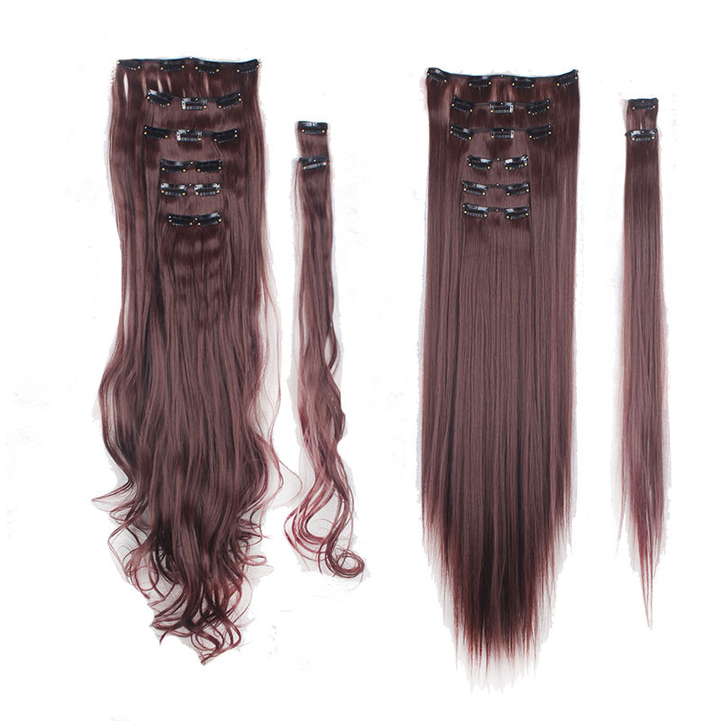 US 100 Real Clip In Hair Extensions 8Pcs Full Head 18clips Not Human Hair eBay