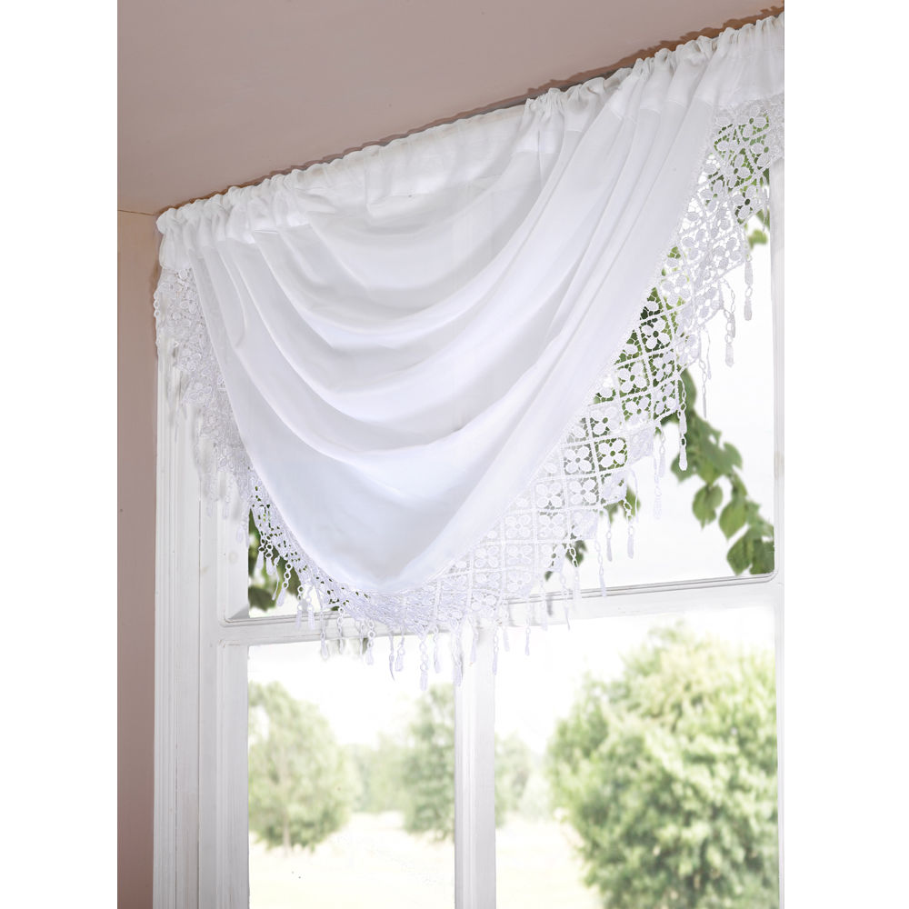 Daisy Macrame Sheer Voile Decorative Window Treatment Swag 4 Sentinel Daisy Macrame Sheer Voile Decorative Window Treatment Swag 4 Colors