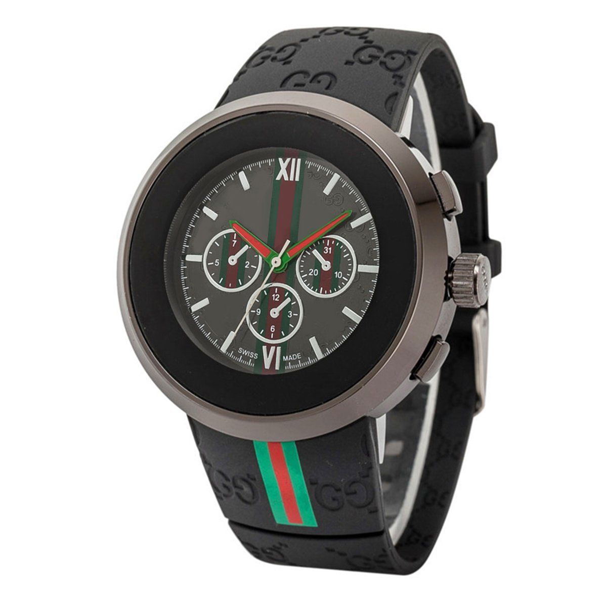 Men Fashion Korean Style Round Dial Silicon Band Sport Analog Quartz