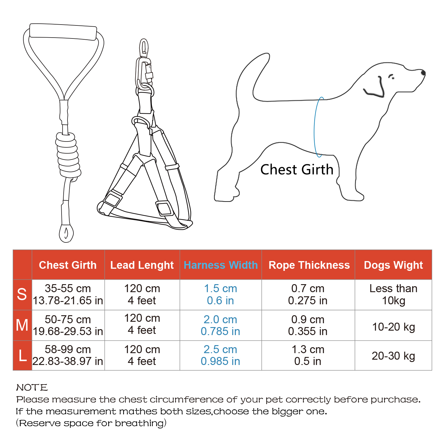 Dog Harness and Leash Set Heavy-Duty Rope Leash Adjustable No Pull Harness Vest