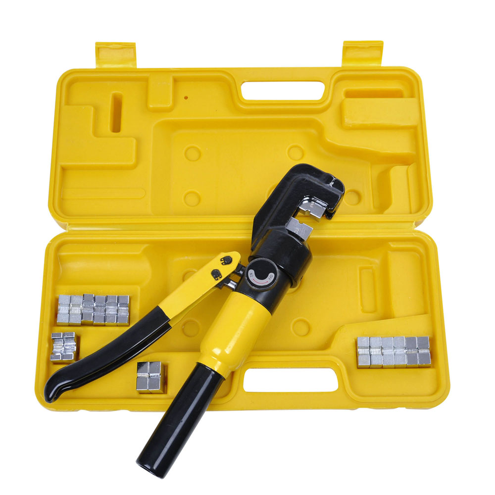 16 Ton Hydraulic Cable Crimping Tool Kit – With Dies For Wire Terminals & Lugs (AWG 6-600 MCM)