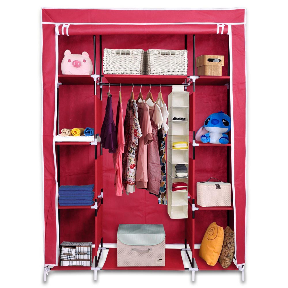 Portable Wardrobe Large Easy Assemble Storage Space Organizer Clothes