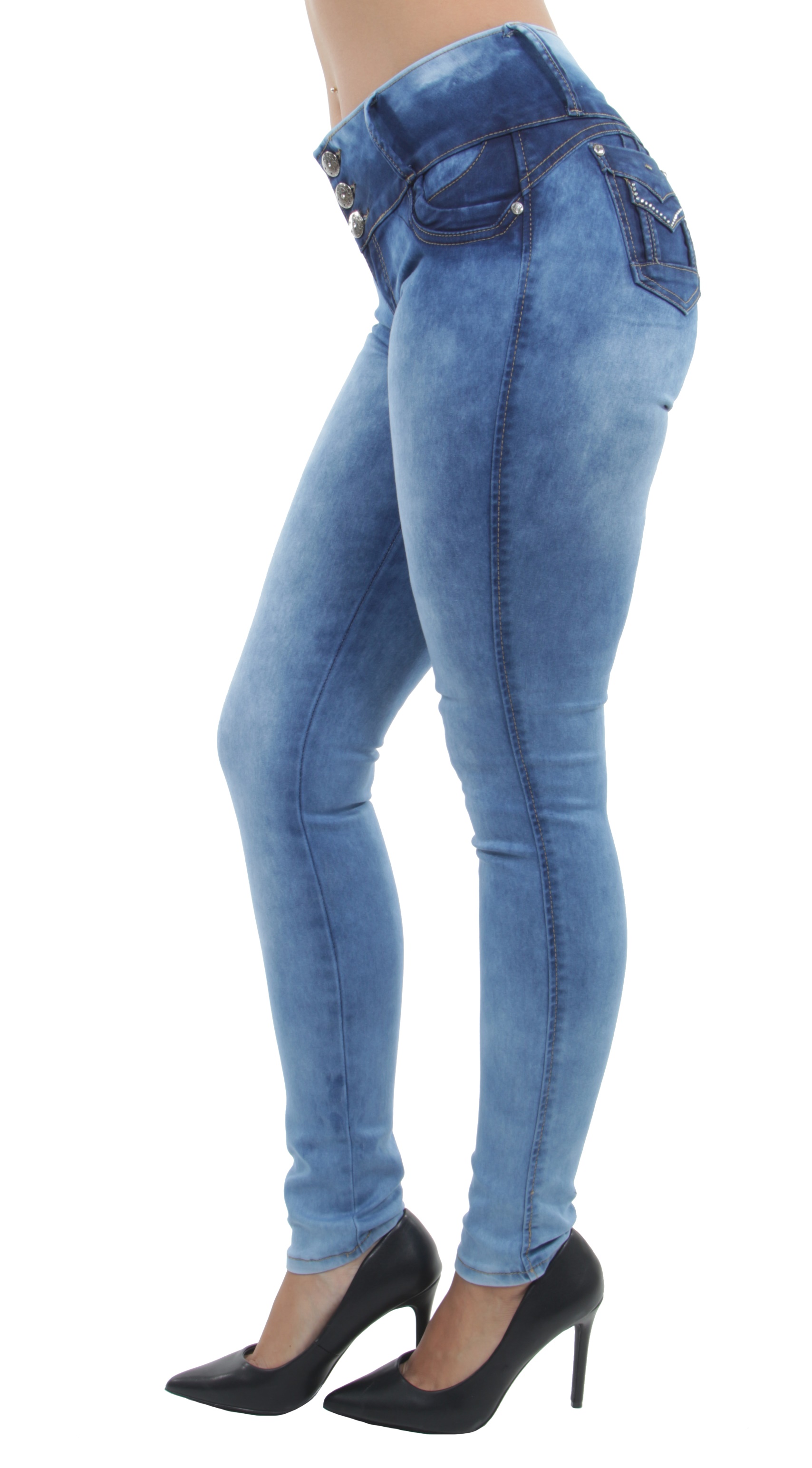 Butt Lift Mid Waist Women/'s Juniors Colombian Design Push Up Skinny Jeans