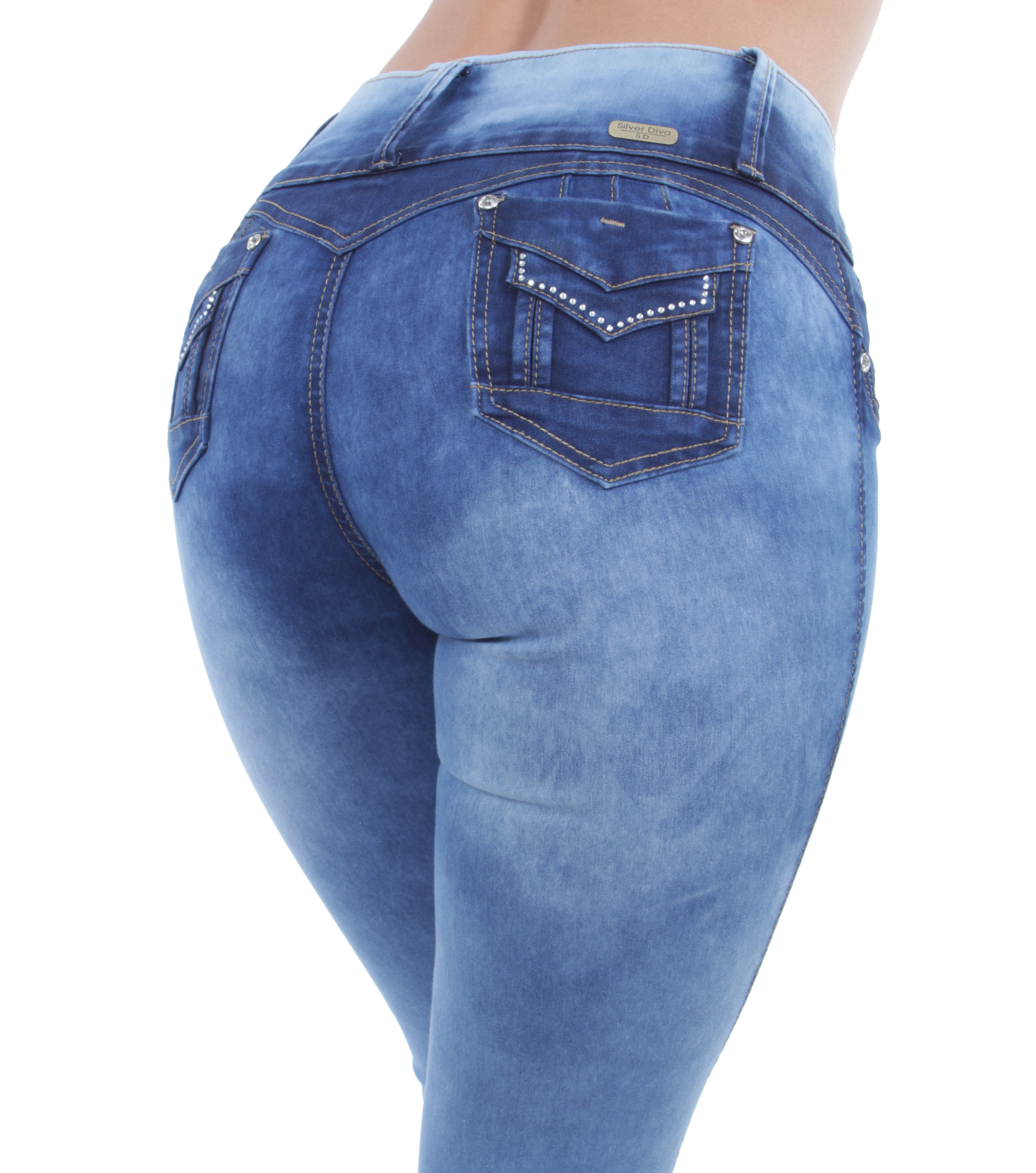 Butt Lift Mid Waist Women/'s Juniors Colombian Design Push Up Skinny Jeans