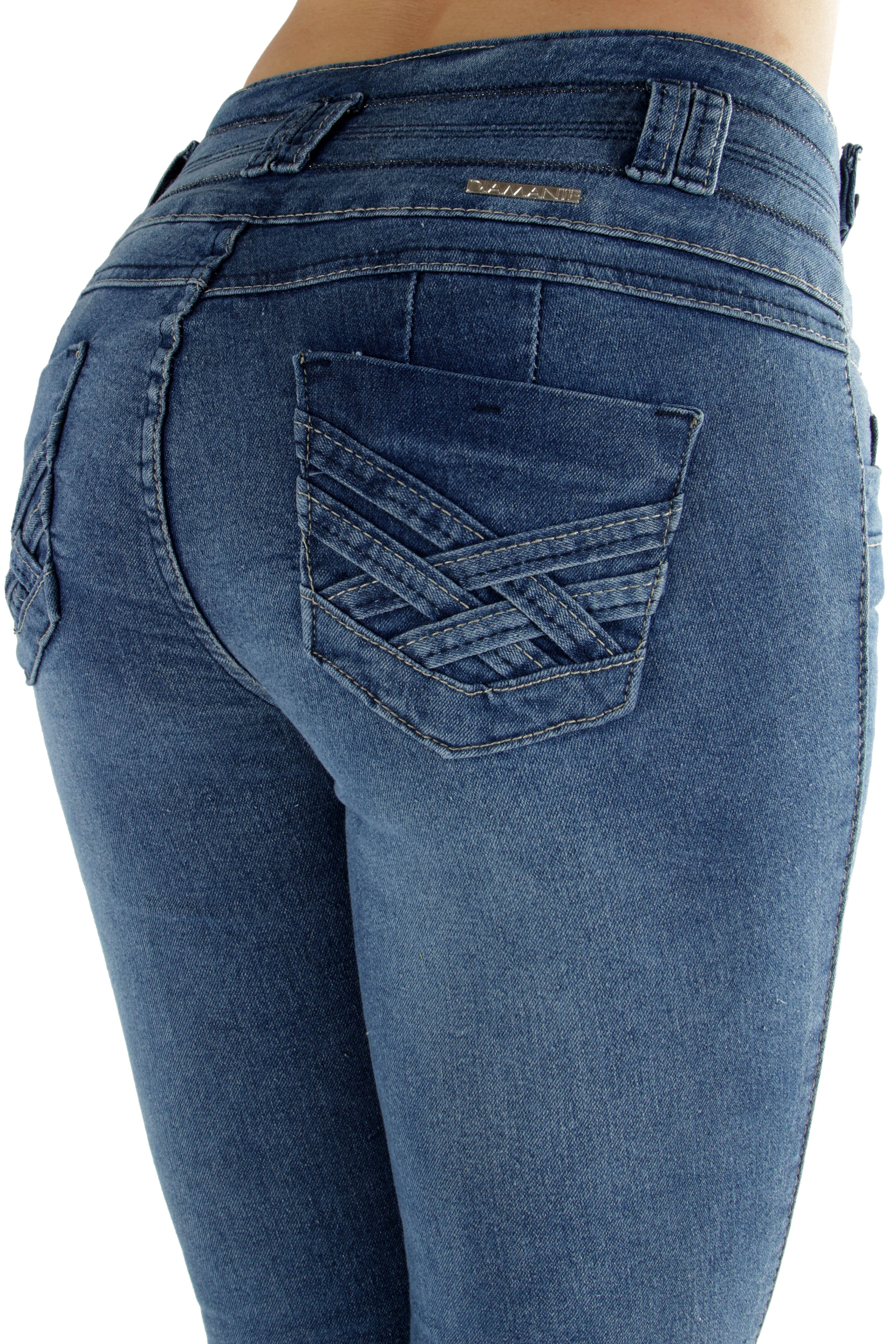 Mid Waist Colombian Design Levanta Cola Butt Lift Skinny Jeans