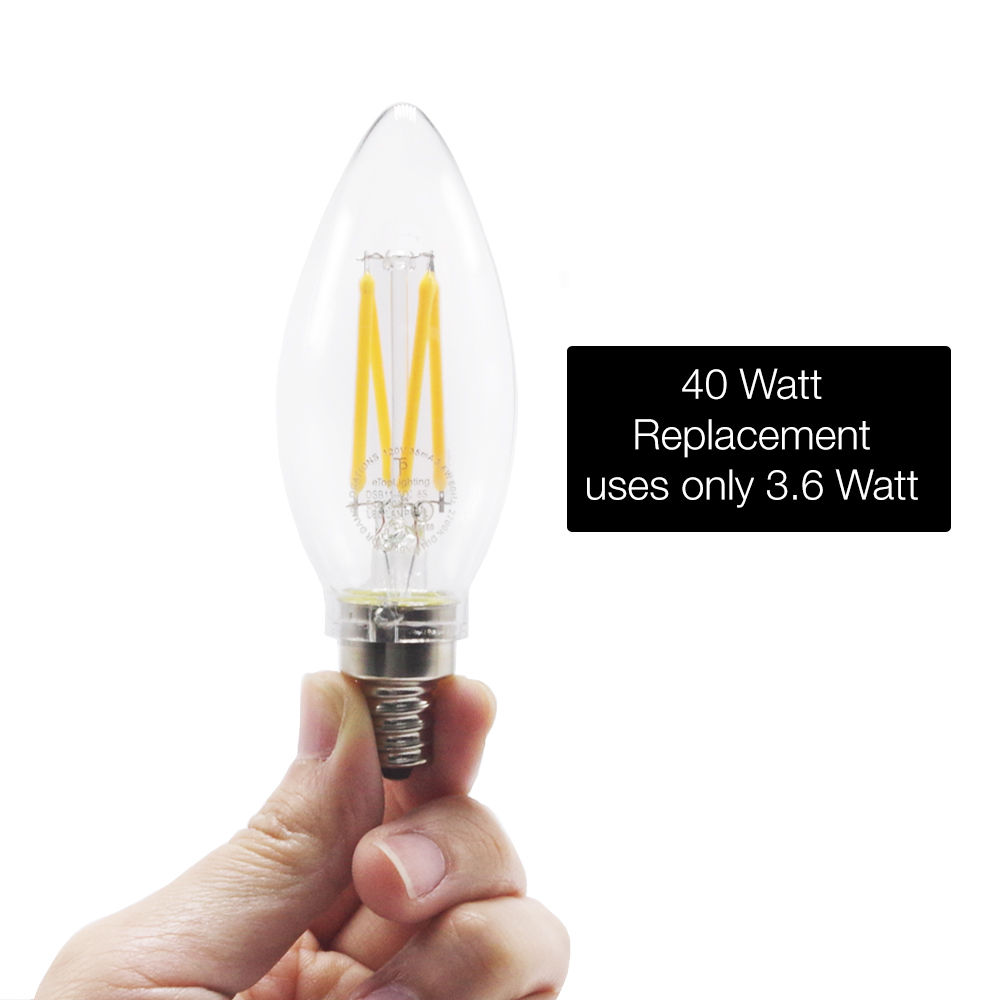 40W Equivalent,2700K Daylight Dimmable Warm Chandelier LED Bulbs E12