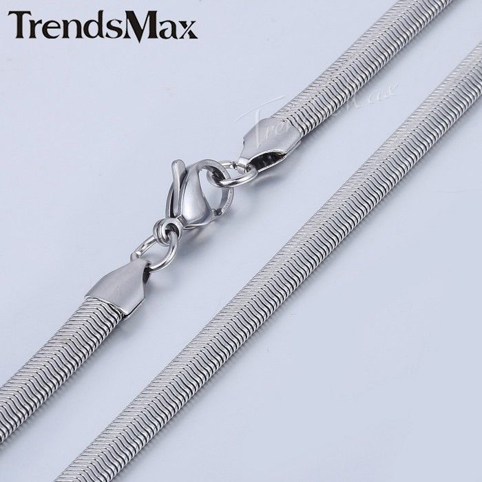 1.5/2.5/3/5/6mm MEN Chain Silver Tone Snake Herringbone Stainless Steel