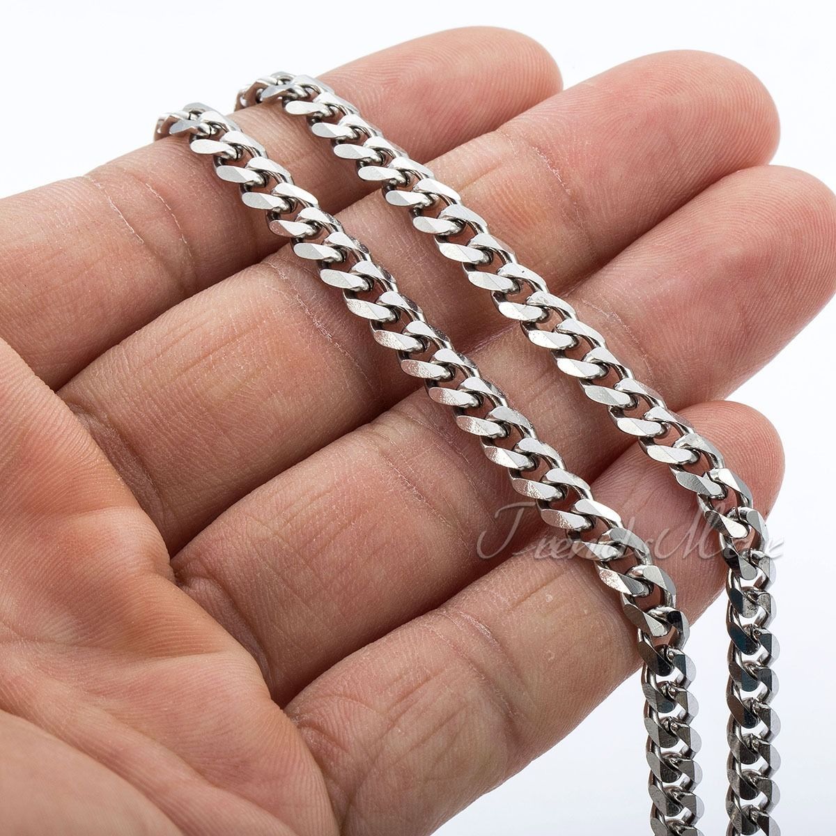 Mens Boys Silver Stainless Steel Curb Link Chain Necklace – 3-15mm Width, 14-46" Length