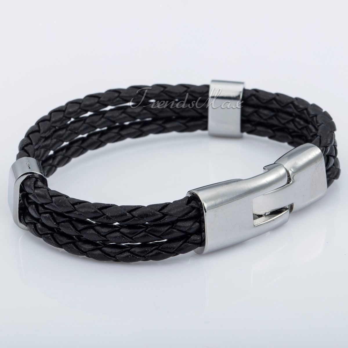 Sport Surfer Braided Rope Faux Leather Mens Boys Bracelet Wristband