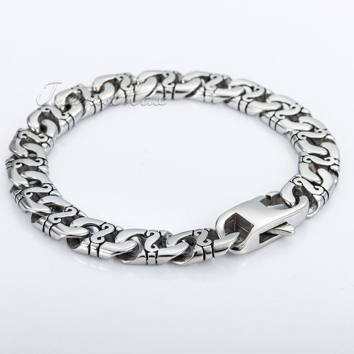 1836" MENS Boys 316L Stainless Steel 9.5mm Silver Mariner Link Chain