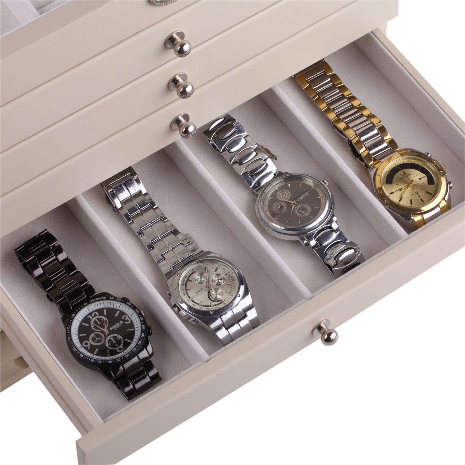 Wooden Jewelry Box Case Armoire Ring Watch Storage Chest Love's