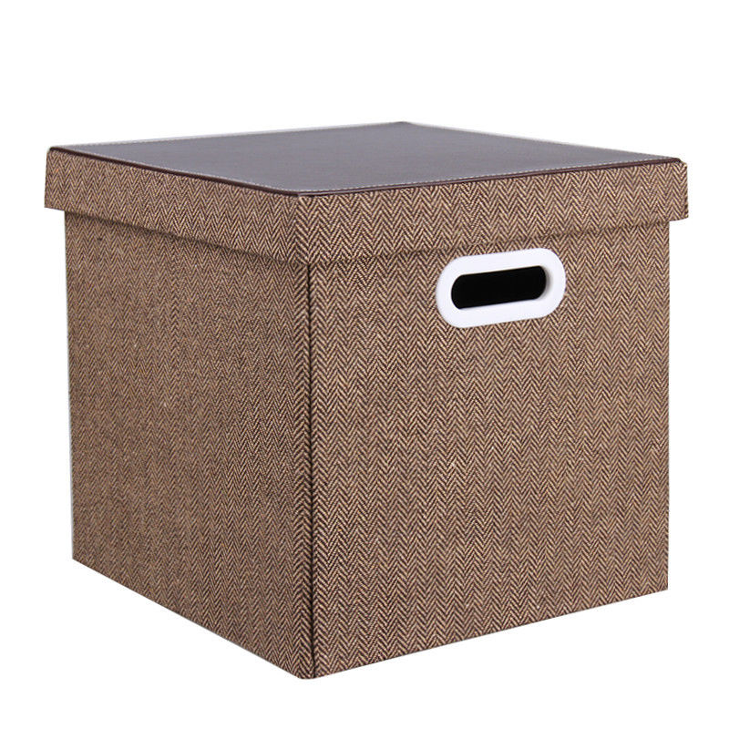 Storage Box Foldable Polyester Canvas Bins with Lid Home Organization
