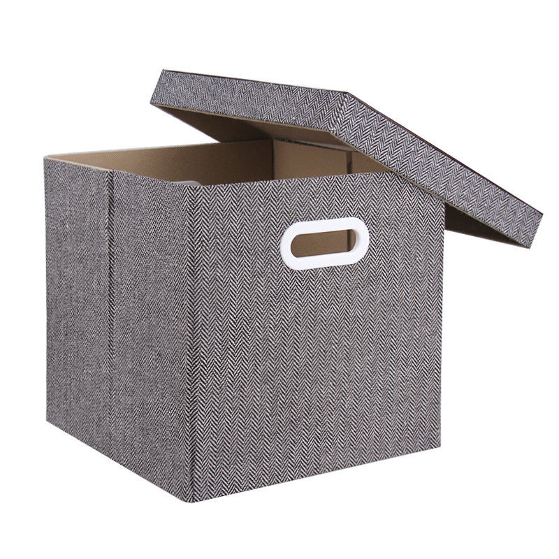 Storage Box Foldable Polyester Canvas Bins with Lid Home Organization