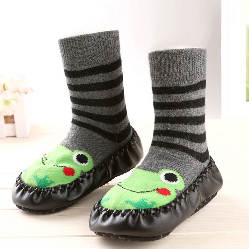 Cute Baby Kids Walking Long Socks Infants Shoes Thick Floor Sock Boots