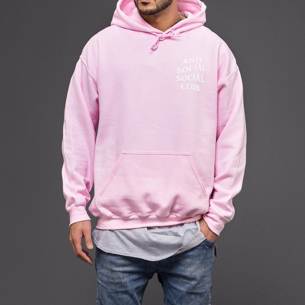 Pink Men Anti Social Social Club Sweater Hoodie Jumper Couple Casual