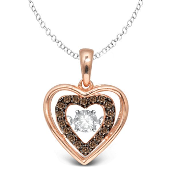 10K Yellow Gold Glittering Stars Moving Diamonds Rotatable Necklace