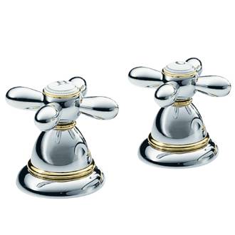 Hansgrohe 17426 Axor Carlton Bath Tub Deck Valves, Two Handle Chrome / Gold