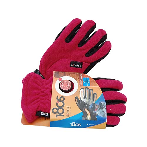 180s Exhale Burgandy/Black Fleece Heating Gloves - Kids Small 6-8