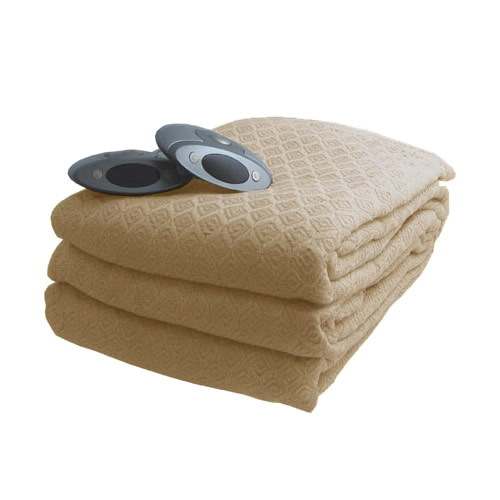 Sealy Queen Size Diamond Weave Electric Heated Blanket Natural Color Kalane