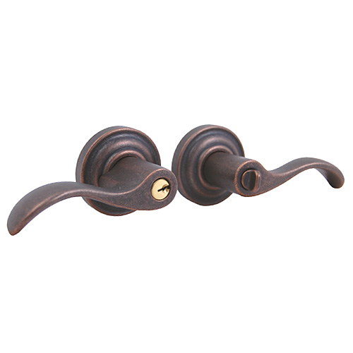 Baldwin 5255.416.LENT Left Handed Door Entry Lever Lock Set American Bronze - Entrance Door Locks Home and Garden