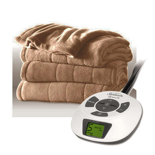 Sunbeam Channeled Velvet Plush Electric Heated Blankets Twin Full Queen