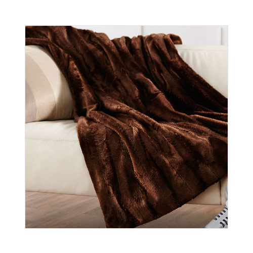 Sunbeam Faux Fur UltraSoft Heated Electric Throw Blanket Walnut Brown