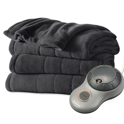Sunbeam Channeled Microplush Electric Heated Blanket Twin Full Queen