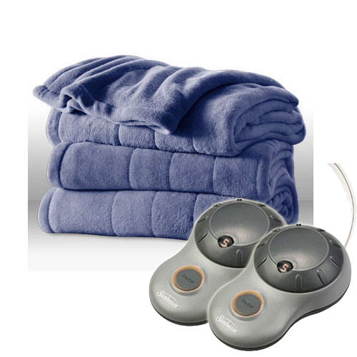 Sunbeam Channeled Microplush Electric Heated Blanket Twin Full Queen