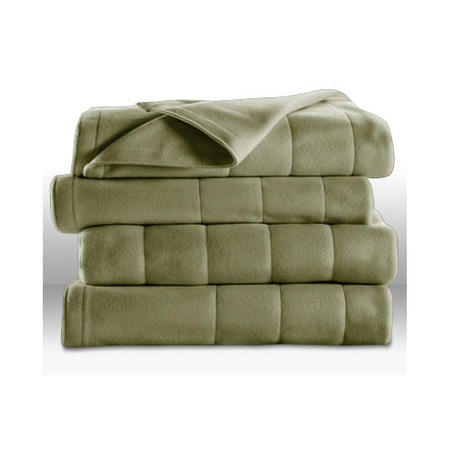 Sunbeam Royal Dreams Twin Quilted Fleece Electric Blanket Sage Green