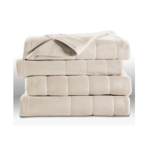 Sunbeam Royal Dreams Twin Quilted Fleece Electric Blanket Seashell Off-White