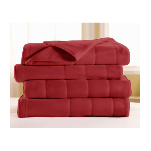 Sunbeam Royal Dreams Quilted Fleece Heated Electric Blanket Queen Red Brick