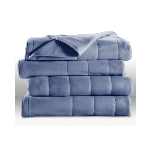 Sunbeam Royal Dreams Quilted Fleece Heated Electric Blanket Queen Dusty Blue