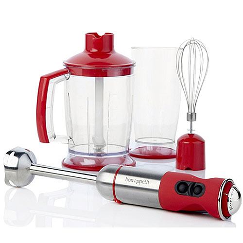 Bon Appetit BAIBC010R Red Immersion Blender with Chopper Bowl