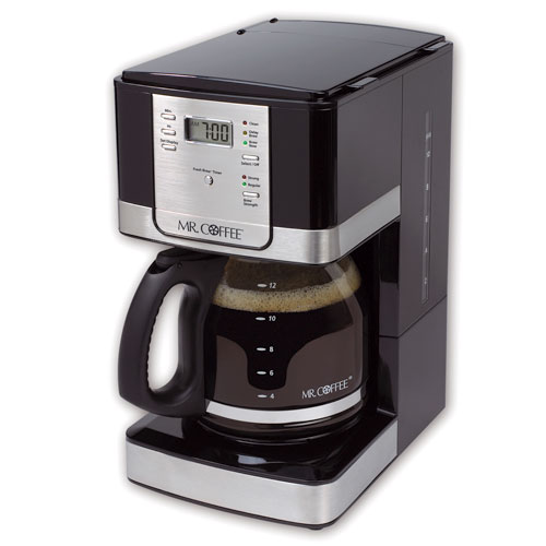 Mr. Coffee JWX27 12-Cup Programmable Coffee Maker, Brushed Chrome