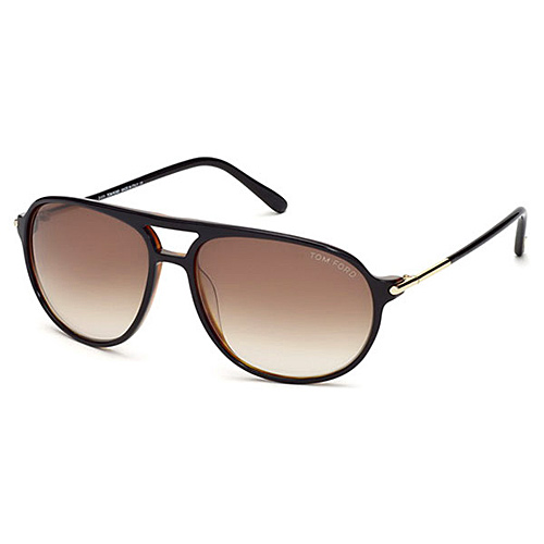 Tom Ford FT0255 01B John Sunglasses Shiny Black w/ Smoke Gradient Lens - Tom Ford Sunglasses Fashion