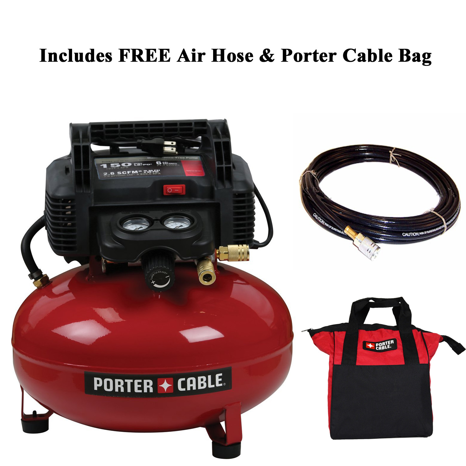 PORTER-CABLE Air Compressor, 6-Gallon, Pancake, Oil-Free