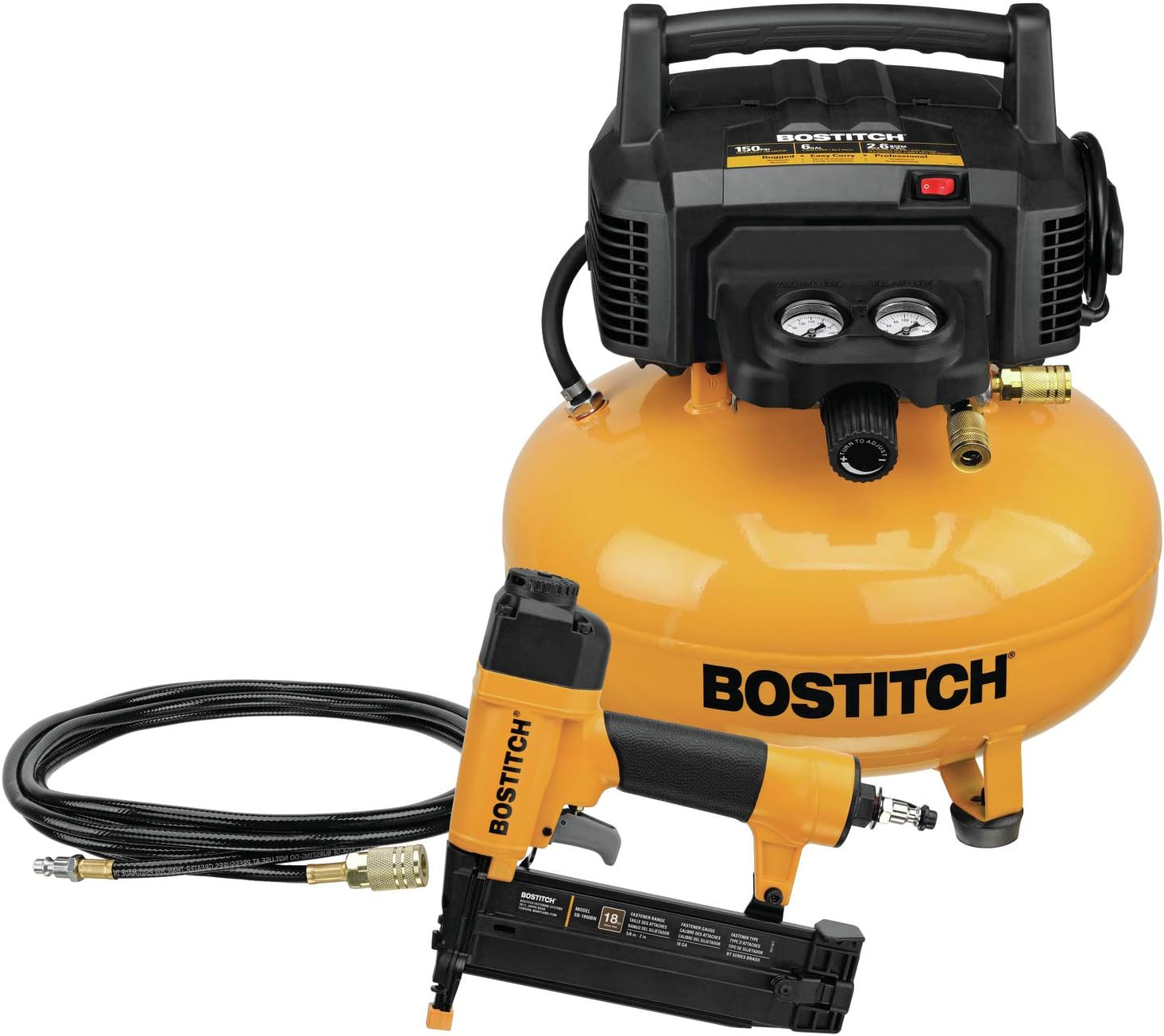 BOSTITCH BTFP1KIT SB1850BN Brad Nailer & BTFP02012 Air Compressor