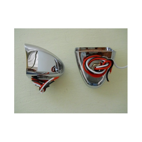 Red 6 LED Hot Rod Classic Car Stop Turn Brake Tail Lights / Chrome