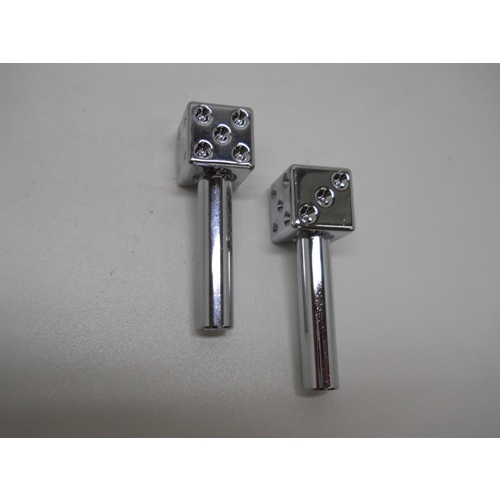 (2) Classic Vintage Car Pickup Truck Chrome Dice Door Locks Knobs Caps