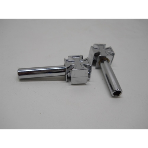 (2) Classic Vintage Car Pickup Truck Iron Cross Door Locks Knobs Caps