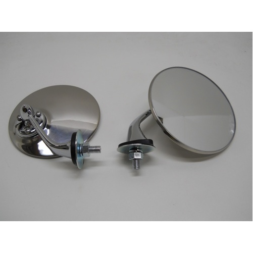 (2) Classic Antique British MG Style 4" Round Side Fender Mirrors / SS Housings eBay