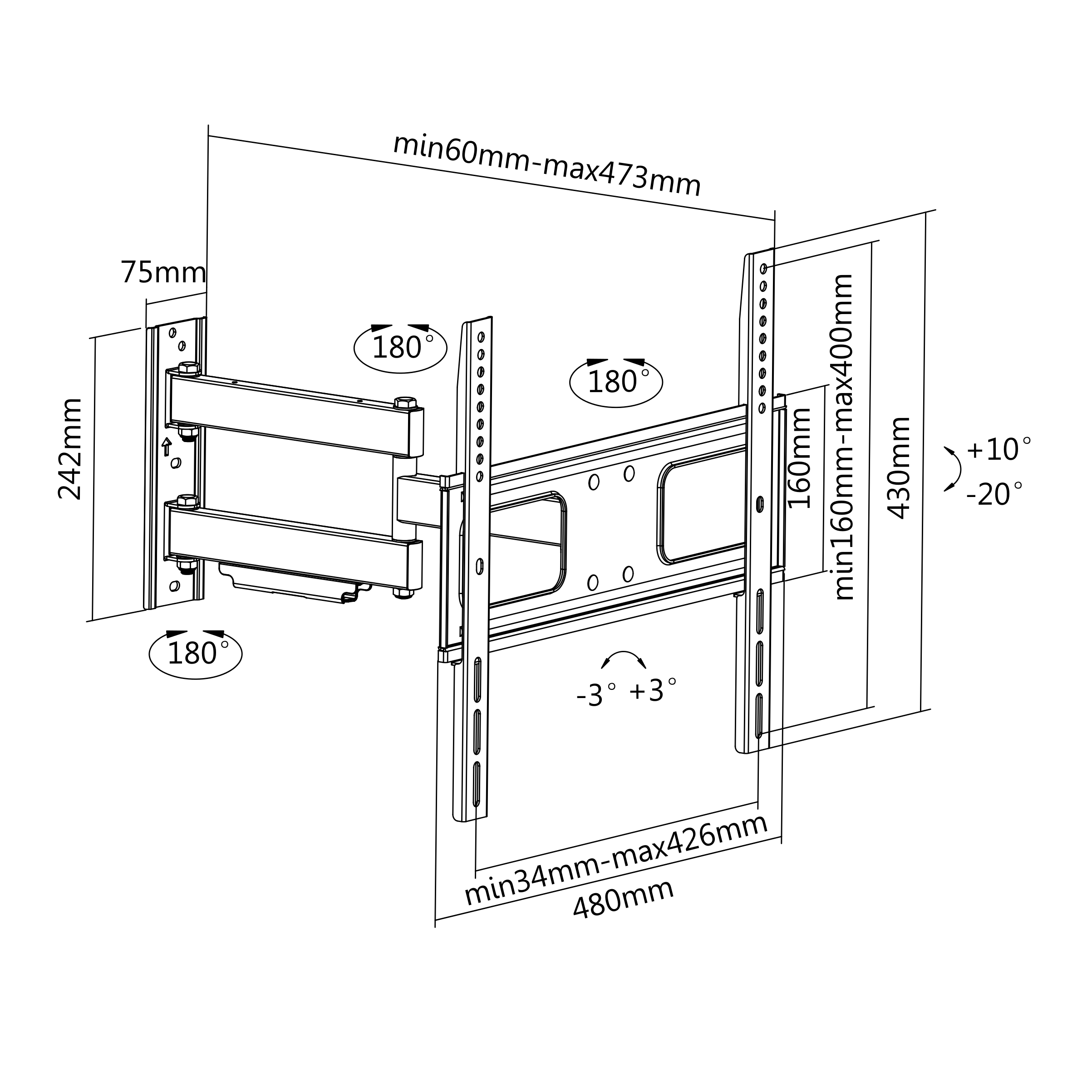 TV Wall Mount Fully Articulating VESA Stand for LCD LED Plasma Screen 32” to 55” eBay