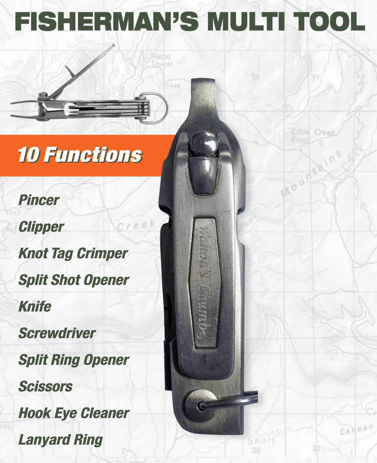 Walton’s Thumb® Fisherman’s MultiTool Fly Fishing 10in1 Stainless