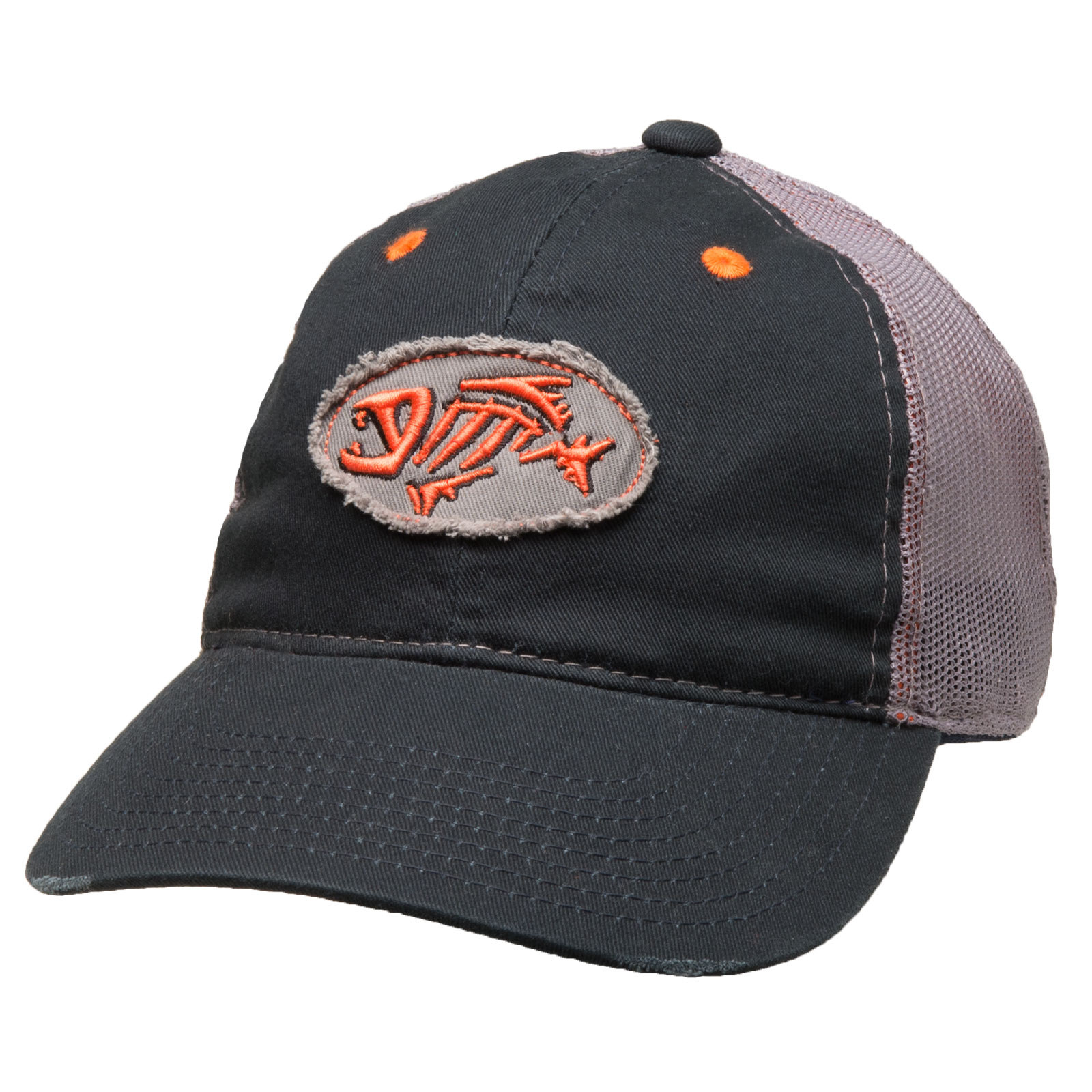 G Loomis Skeleton Fish Logo Distressed Oval Trucker Cotton Cap