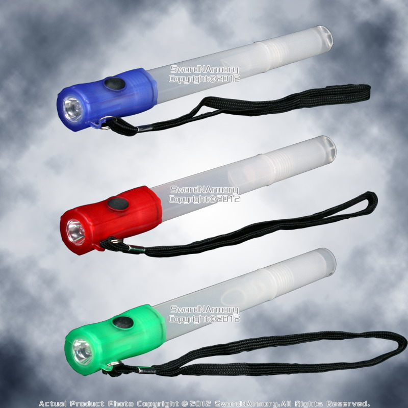 Pack of 3 LED Survival Flashlight Glow Sticks 4 Light Modes w/ Whistle